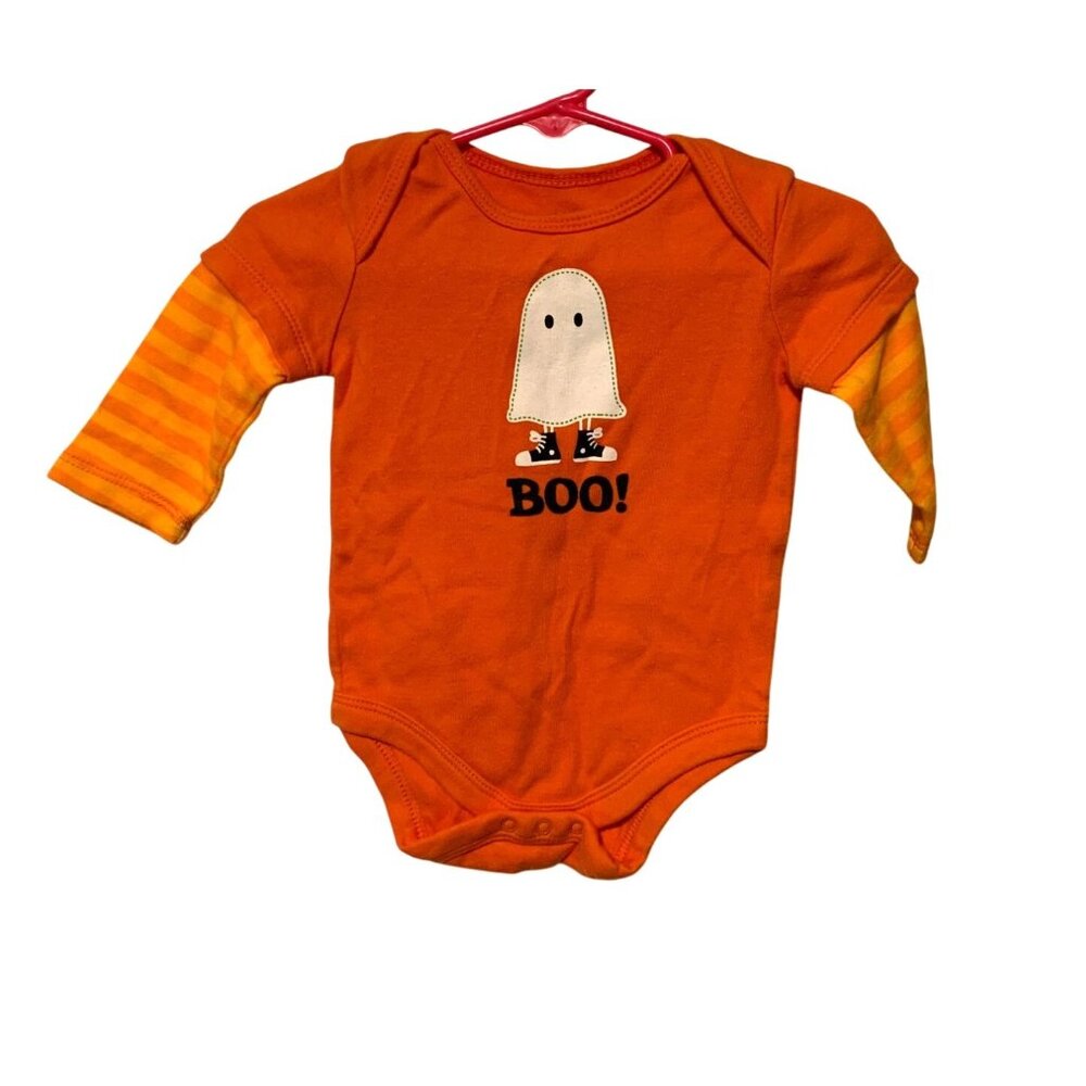 Halloween Infant Baby Size 0 3 Months Orange Boo Ghost bodysuit 1 piece Long sle